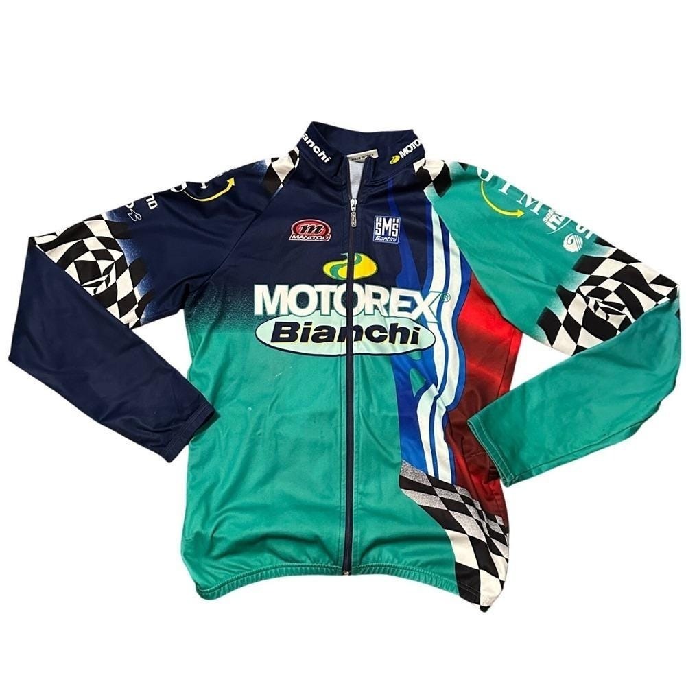 Santini Motorex Bianchi Cycling Jersey 3XL Long Sleeve Made in Italy‎